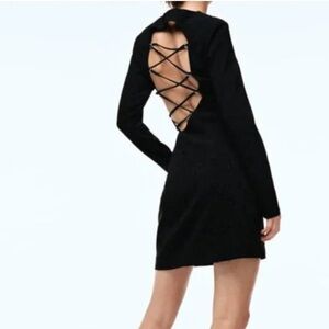 Zara Elegant Black Lace-Up Back Dress